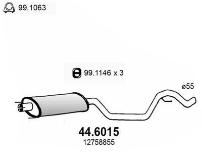  446015 ASSO Средний глушитель выхлопных газов