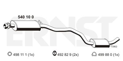  540100 ERNST Средний глушитель выхлопных газов
