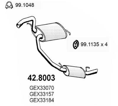  428003 ASSO Средний  конечный глушитель ОГ