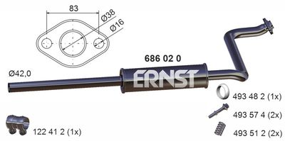  686020 ERNST Средний глушитель выхлопных газов