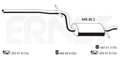  645263 ERNST Средний глушитель выхлопных газов