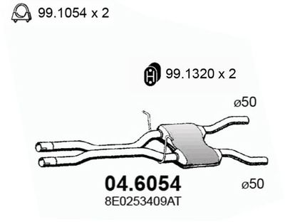  046054 ASSO Средний глушитель выхлопных газов