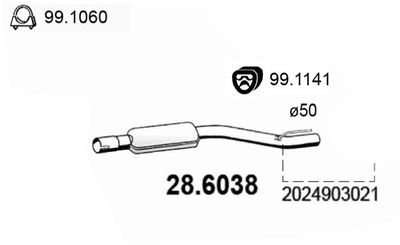  286038 ASSO Средний глушитель выхлопных газов