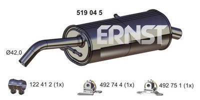  519045 ERNST Глушитель выхлопных газов конечный