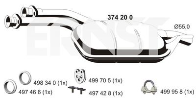  374200 ERNST Средний глушитель выхлопных газов