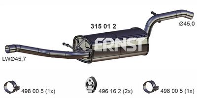  315012 ERNST Средний глушитель выхлопных газов