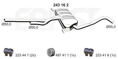  243162 ERNST Средний глушитель выхлопных газов
