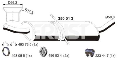  350013 ERNST Средний глушитель выхлопных газов