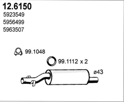  126150 ASSO Средний глушитель выхлопных газов