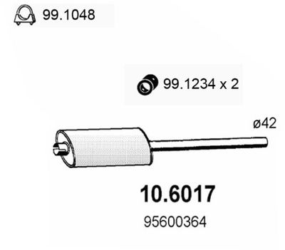  106017 ASSO Средний глушитель выхлопных газов