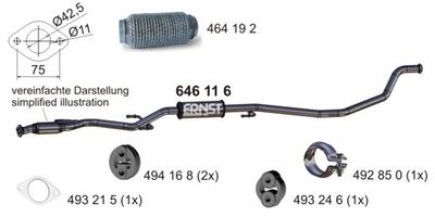  646116 ERNST Средний глушитель выхлопных газов