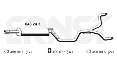  043243 ERNST Средний глушитель выхлопных газов