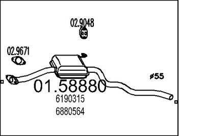  0158880 MTS Средний глушитель выхлопных газов
