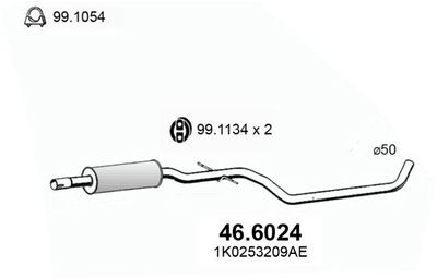  466024 ASSO Средний глушитель выхлопных газов