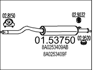  0153750 MTS Средний глушитель выхлопных газов