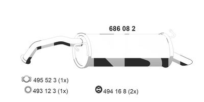  686082 ERNST Глушитель выхлопных газов конечный