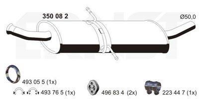  350082 ERNST Средний глушитель выхлопных газов