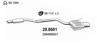  288001 ASSO Средний  конечный глушитель ОГ