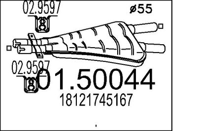 0150044 MTS Средний глушитель выхлопных газов