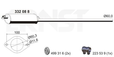  332088 ERNST Средний глушитель выхлопных газов