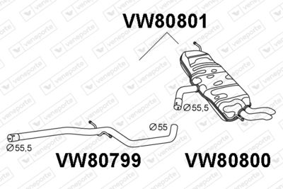  VW80801 VENEPORTE Глушитель выхлопных газов конечный