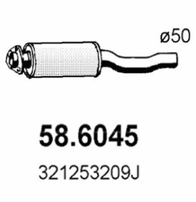  586045 ASSO Средний глушитель выхлопных газов