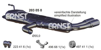  203050 ERNST Глушитель выхлопных газов конечный