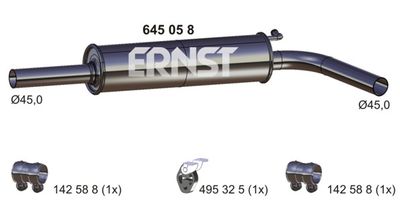  645058 ERNST Средний глушитель выхлопных газов