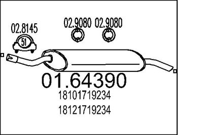  0164390 MTS Глушитель выхлопных газов конечный