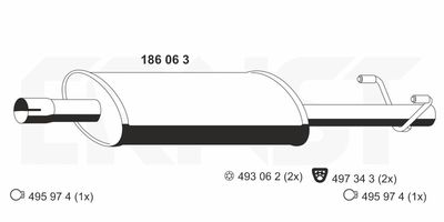  186063 ERNST Средний глушитель выхлопных газов