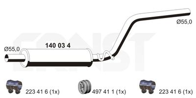  140034 ERNST Средний глушитель выхлопных газов