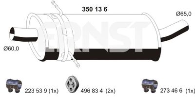  350136 ERNST Средний глушитель выхлопных газов