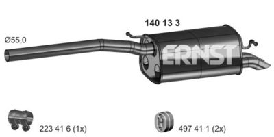  140133 ERNST Глушитель выхлопных газов конечный