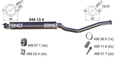  044134 ERNST Средний глушитель выхлопных газов