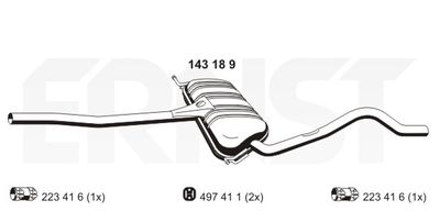  143189 ERNST Средний глушитель выхлопных газов