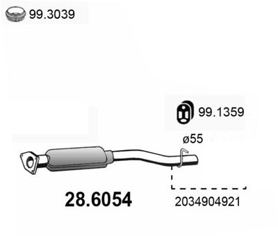  286054 ASSO Средний глушитель выхлопных газов