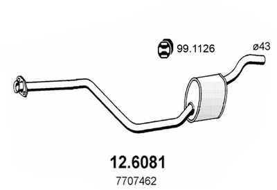  126081 ASSO Средний глушитель выхлопных газов