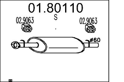 0180110 MTS Средний глушитель выхлопных газов