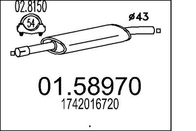 0158970 MTS Средний глушитель выхлопных газов
