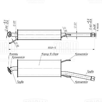  EAM0348 TRIALLI Предглушитель выхлопных газов