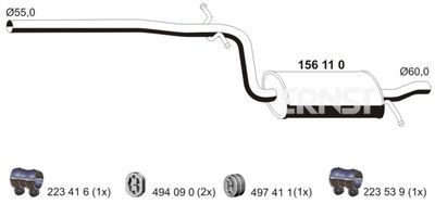  156110 ERNST Средний глушитель выхлопных газов