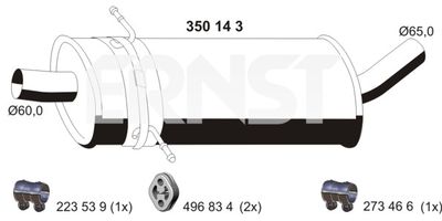  350143 ERNST Средний глушитель выхлопных газов