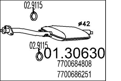  0130630 MTS Предглушитель выхлопных газов