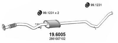  196005 ASSO Средний глушитель выхлопных газов