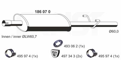  186070 ERNST Средний глушитель выхлопных газов
