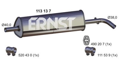  113137 ERNST Средний глушитель выхлопных газов