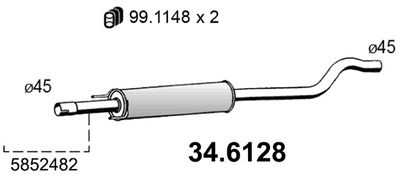  346128 ASSO Средний глушитель выхлопных газов