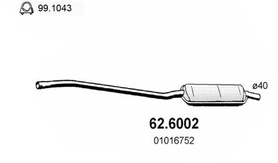  626002 ASSO Средний глушитель выхлопных газов