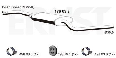  176033 ERNST Средний глушитель выхлопных газов