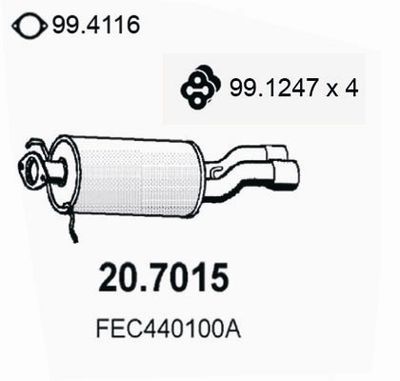  207015 ASSO Глушитель выхлопных газов конечный